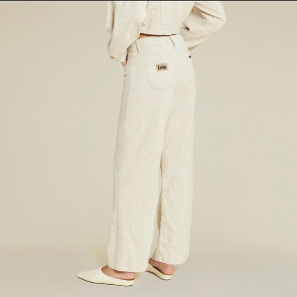 LOIS Globo Pleads Tapered Soft Yellow Linen Pants 29”